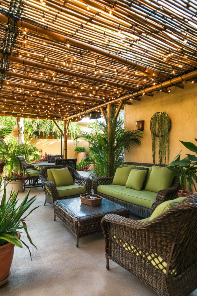 3. Bamboo Roof for a Tropical Vibe