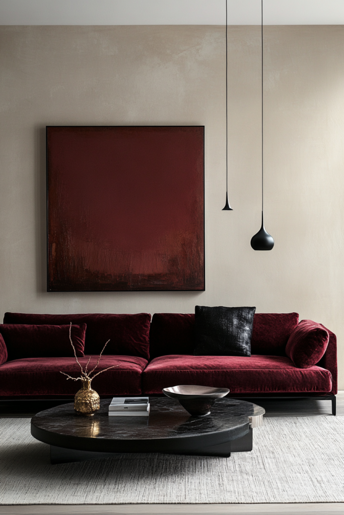 3. Burgundy Furniture for a Bold Statement