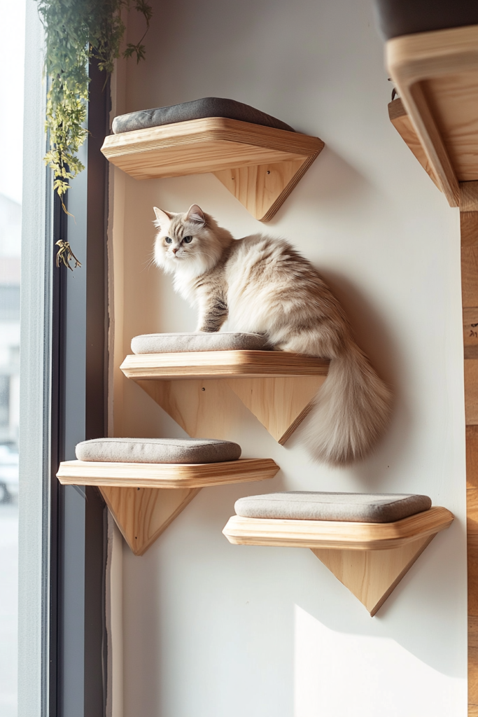 3. Corner Cat Shelves to Maximize Space