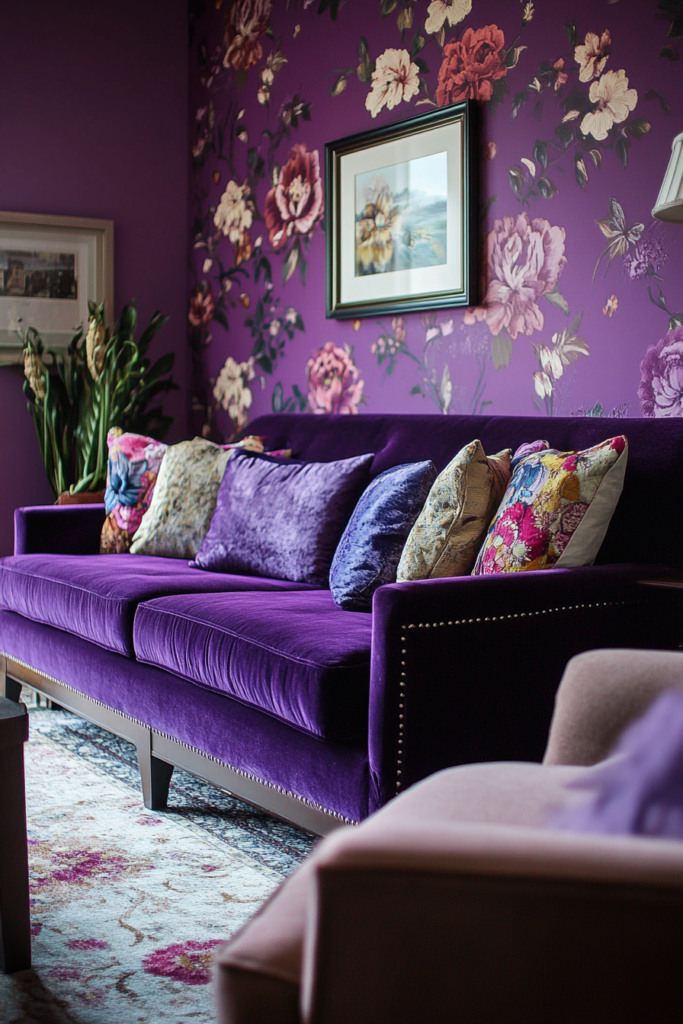 3. Wall Wonders: Purple Paint and Wallpaper