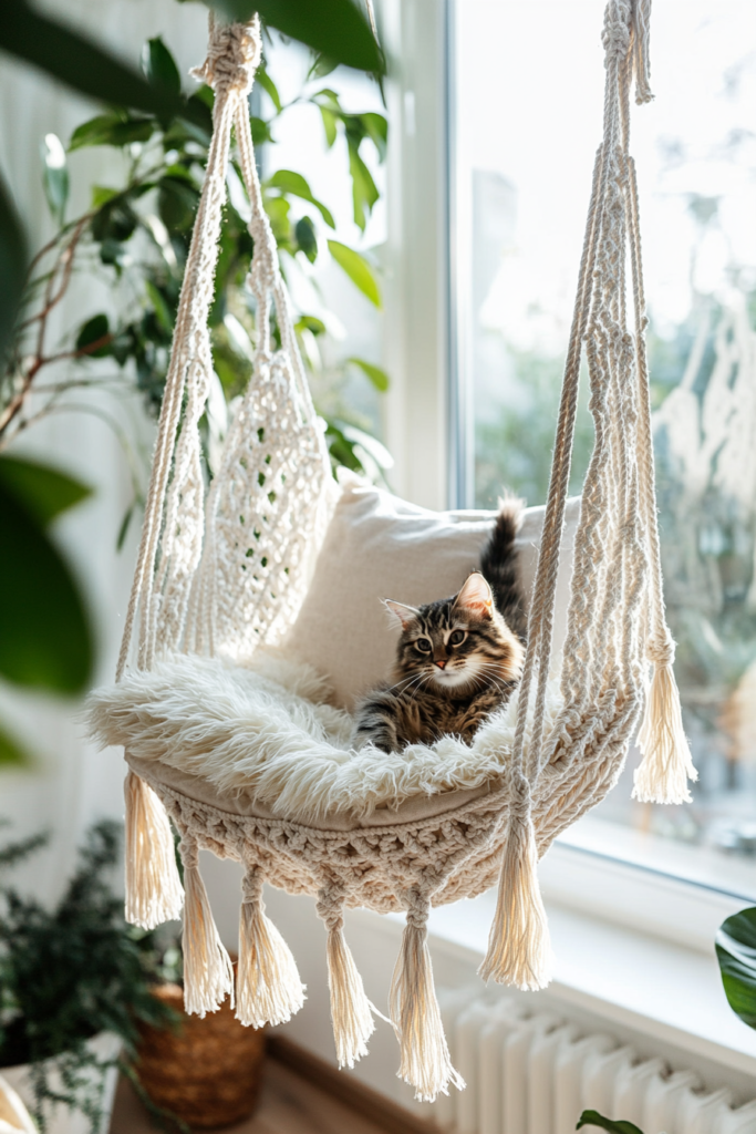 4. Hanging Macrame Bed
