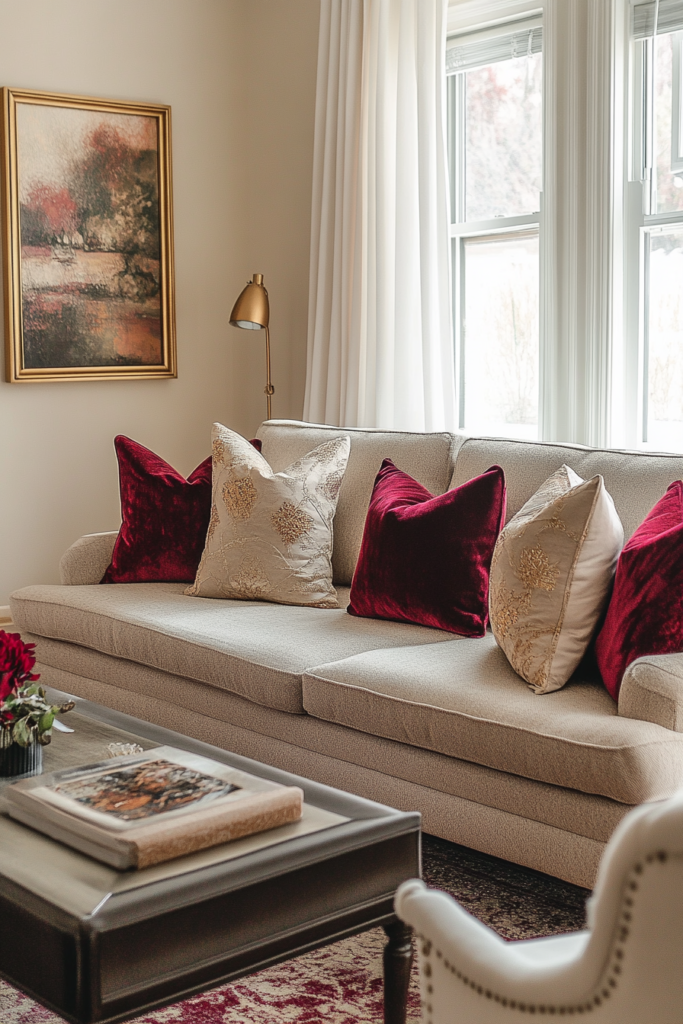 4. Layering Burgundy with Neutrals