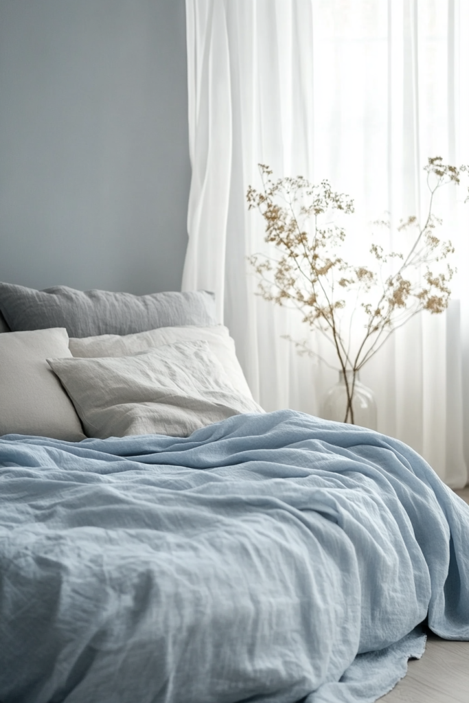 4. Tranquil Retreat: Sky Blue and Soft Gray