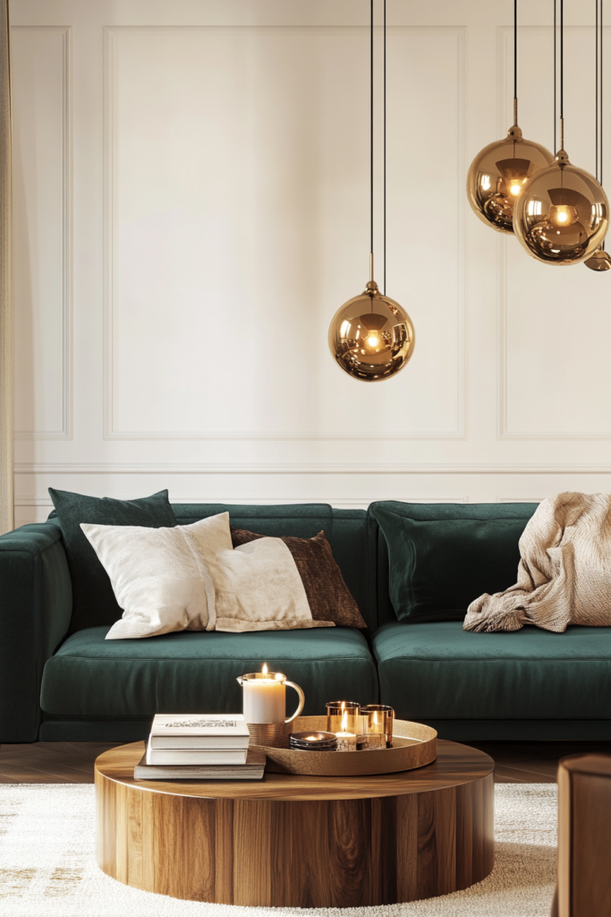 5. A Plush Forest Green Sofa