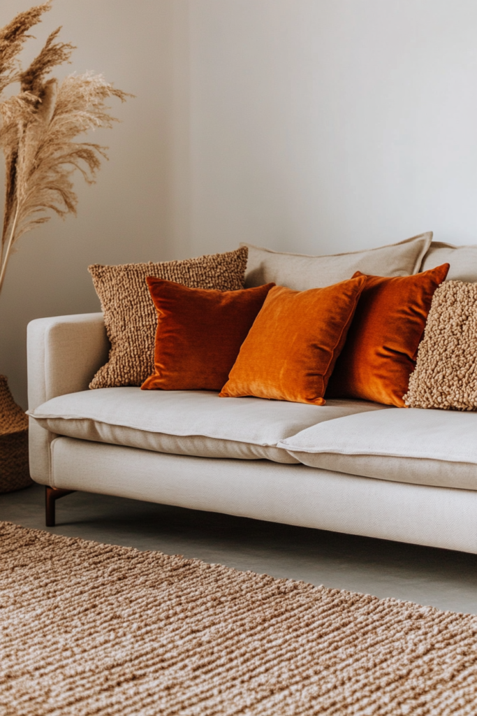 5. Burnt Orange Throw Pillows
