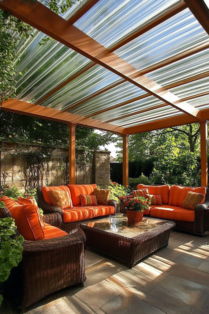 5. Corrugated Plastic Panels for a Rainproof Pergola