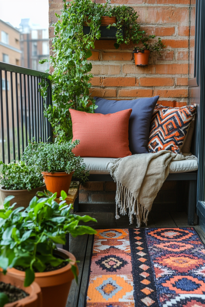 5. Decorate with Outdoor Rugs and Cushions