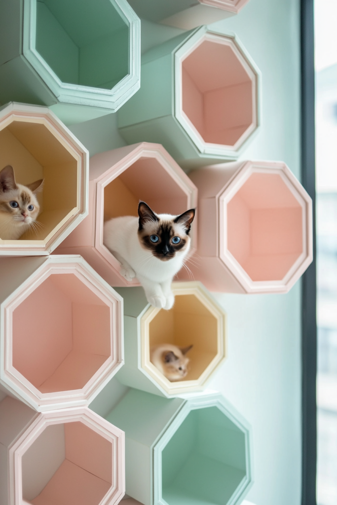 5. Hexagon Cat Shelves for a Modern Look