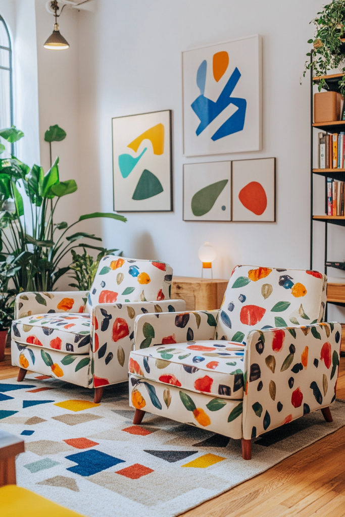 5. Play with Patterned Armchairs