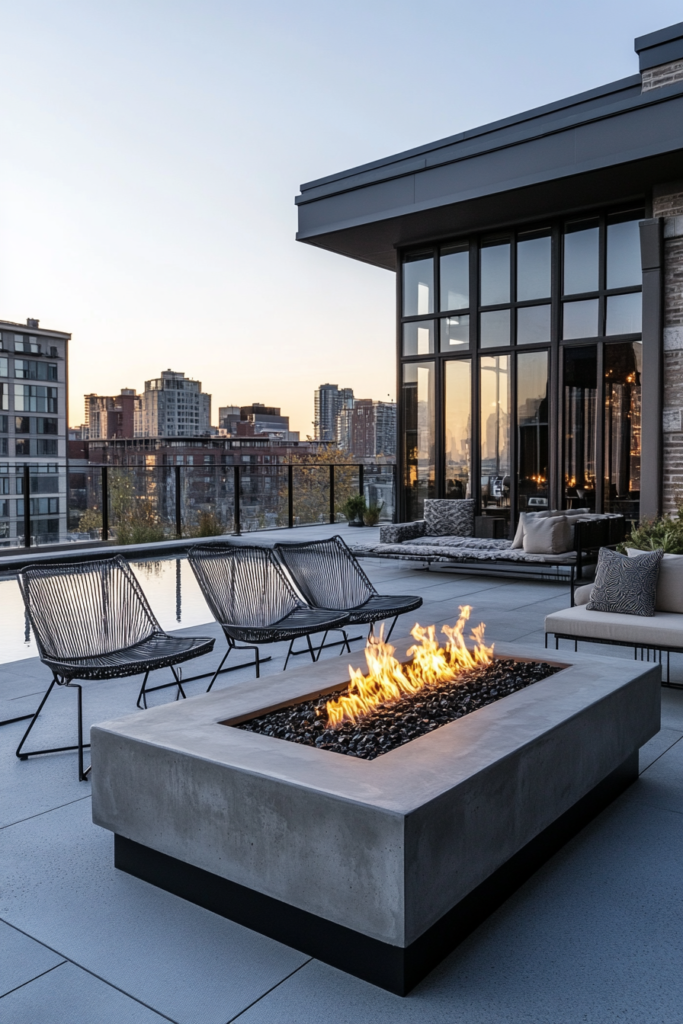 5. Sleek Concrete Fire Pit