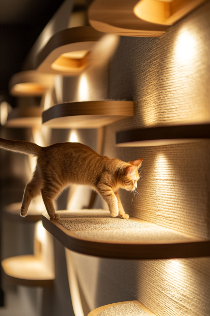 6. Cat Shelves with Built-In Scratching Pads