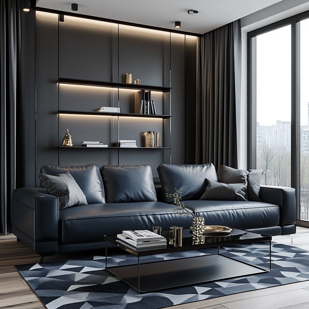 6. Chic Monochrome with Blue and Gray