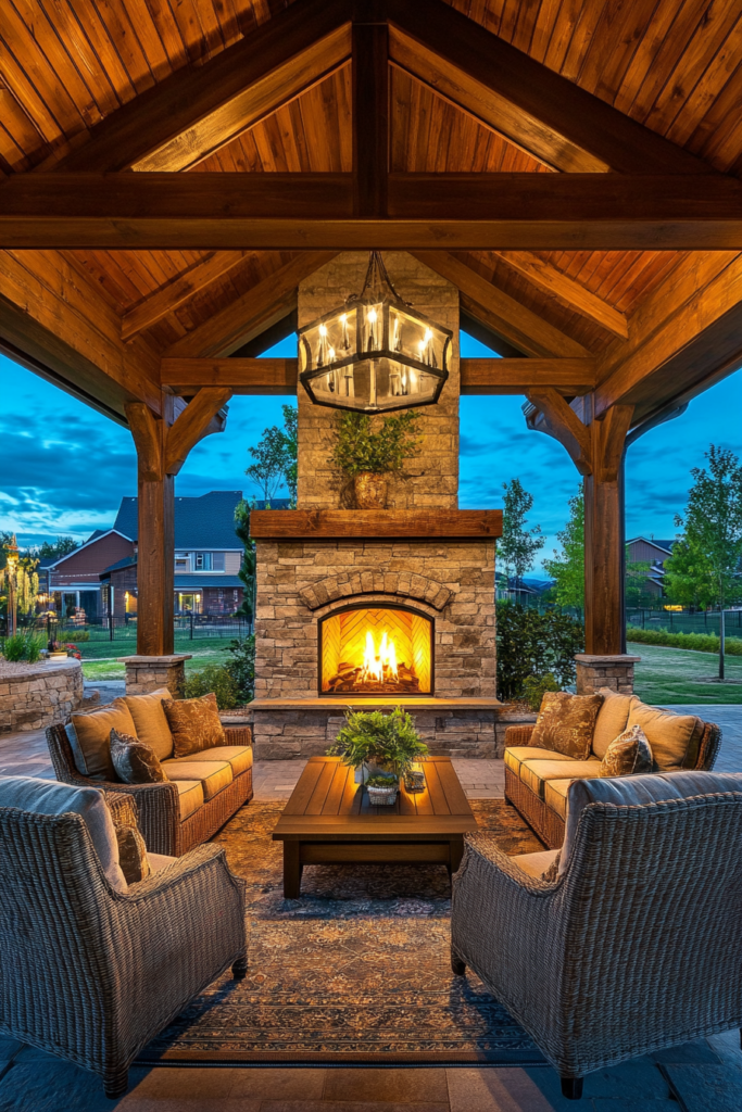 6. Covered Patio with a Fireplace