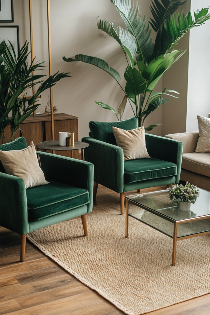 6. Green Armchairs for a Chic Touch