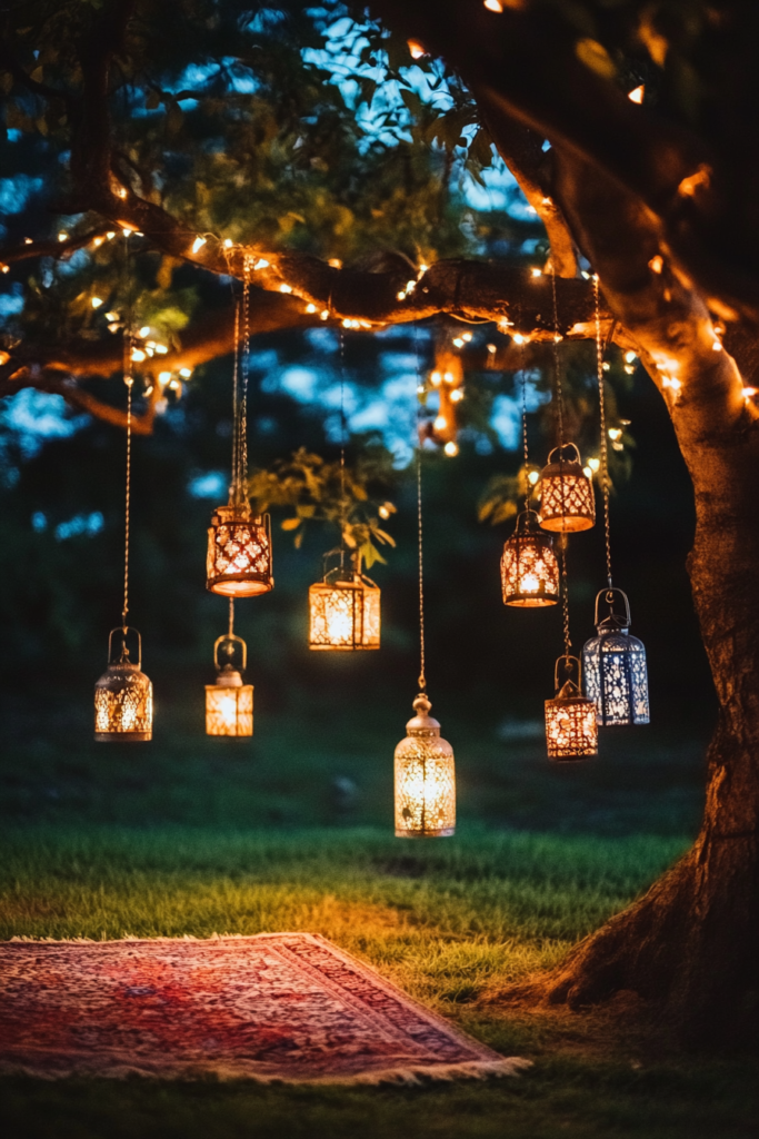 6. Hanging Lantern Lights for a Whimsical Touch