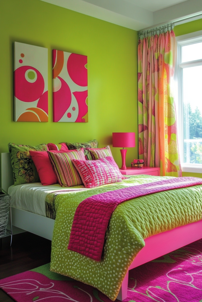 7. Citrus Splash: Lime Green and Hot Pink
