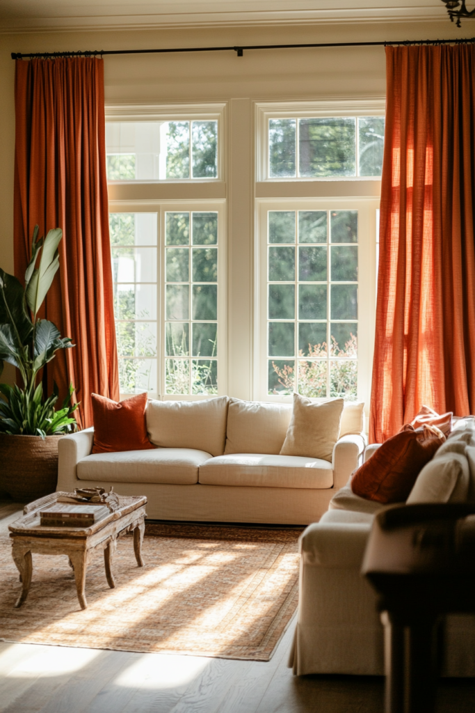 7. Curtains in Warm Tones