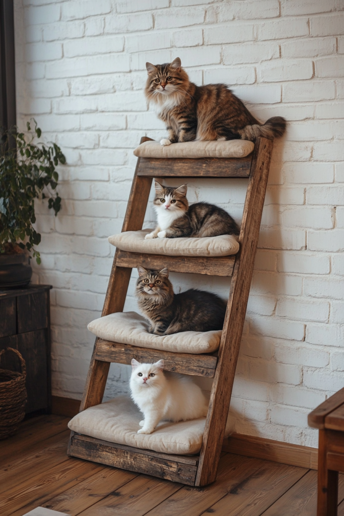 7. Ladder-Style Cat Shelving