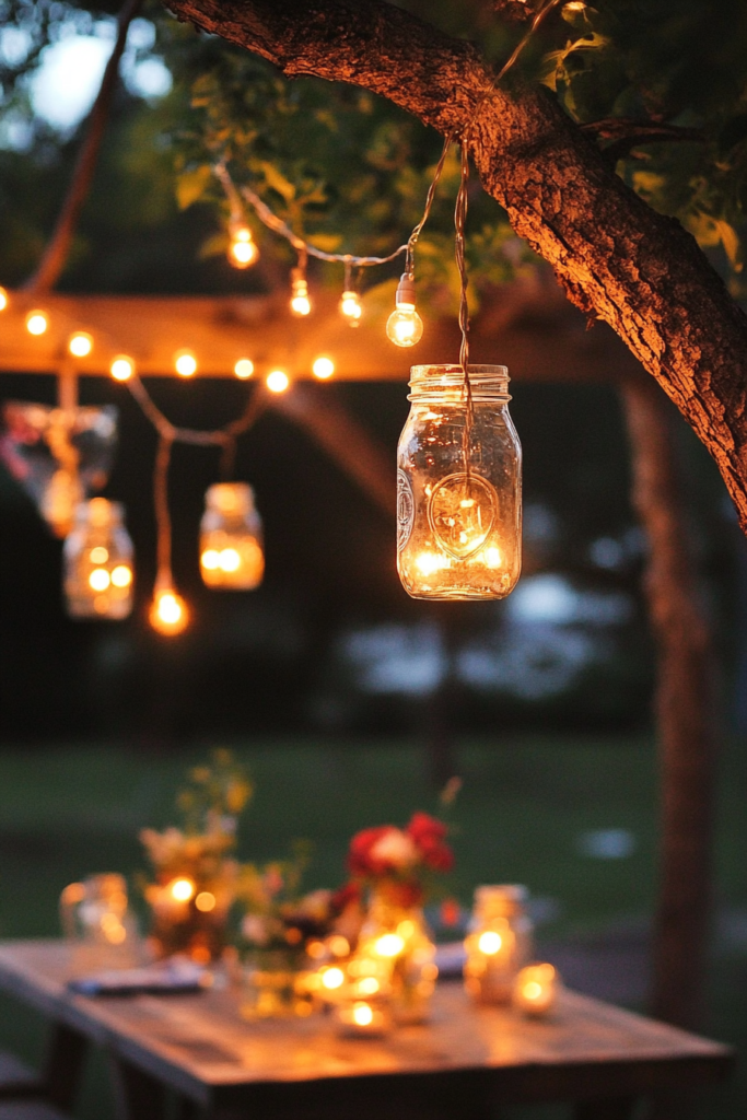 7. Mason Jar String Lights for a DIY Touch