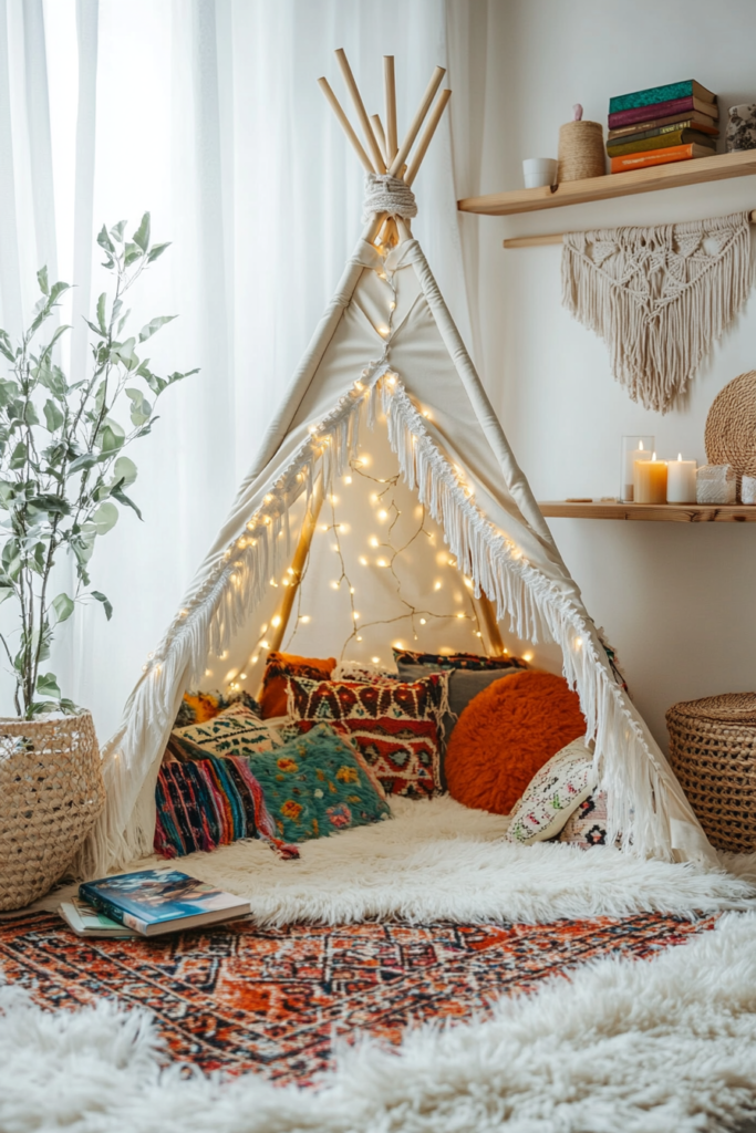 8. A Boho Chic Teepee Nook