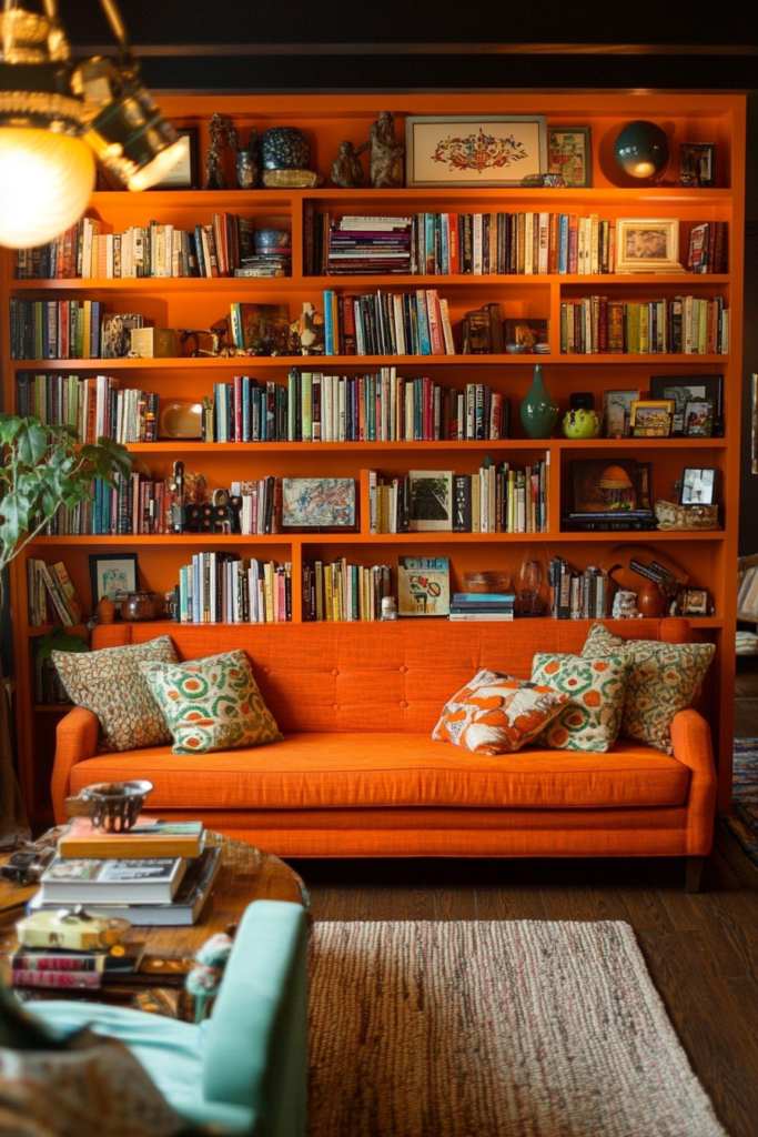 8. Burnt Orange Bookshelves