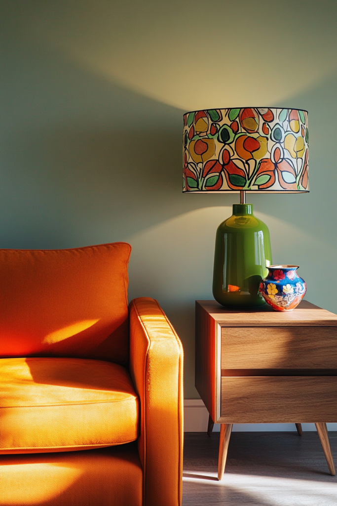 9. Add Table and Floor Lamps in Bold Shades