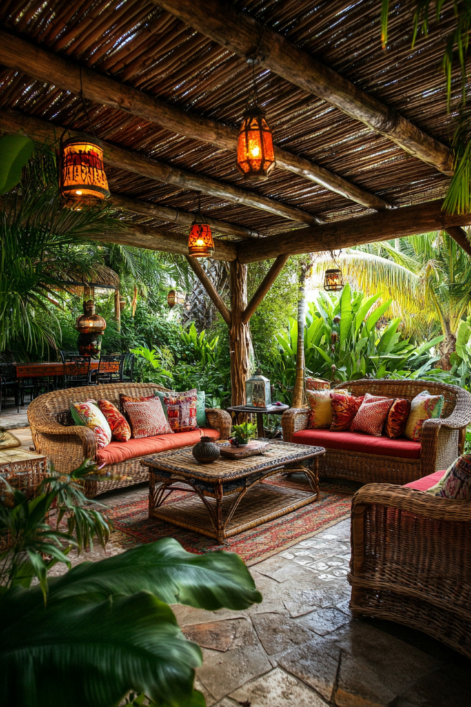 9. Bamboo Roof for a Tropical Vibe