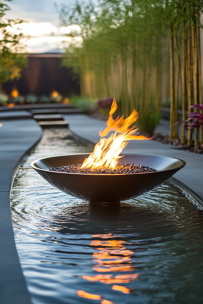 9. Fire Pit with a Water Feature
