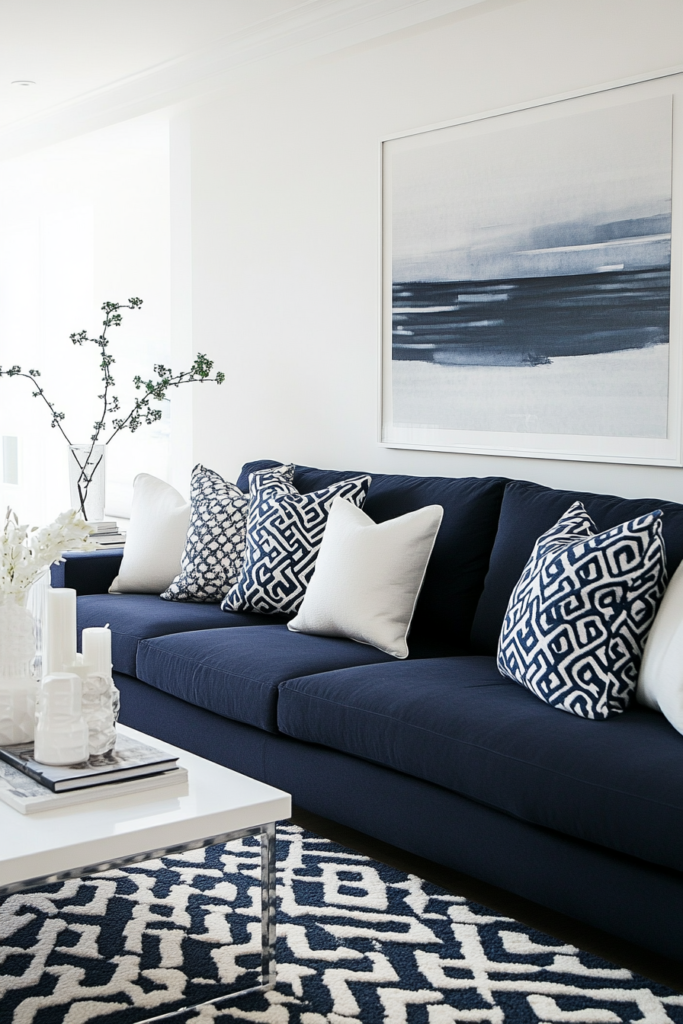 9. Monochromatic Navy and White