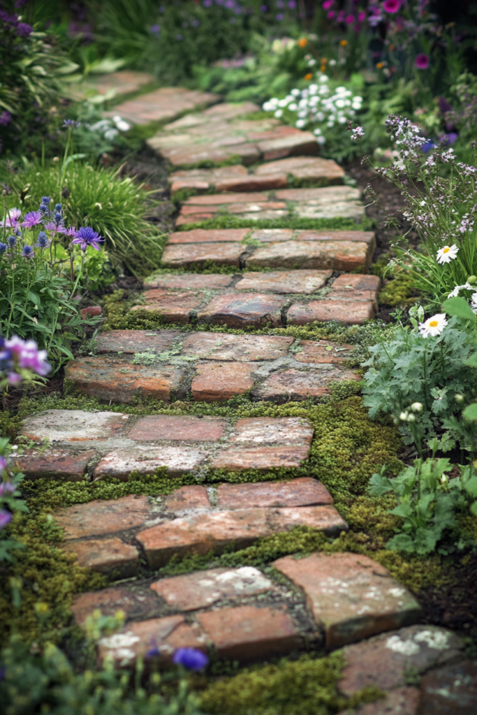 9. Upcycled Brick Stepping Stones