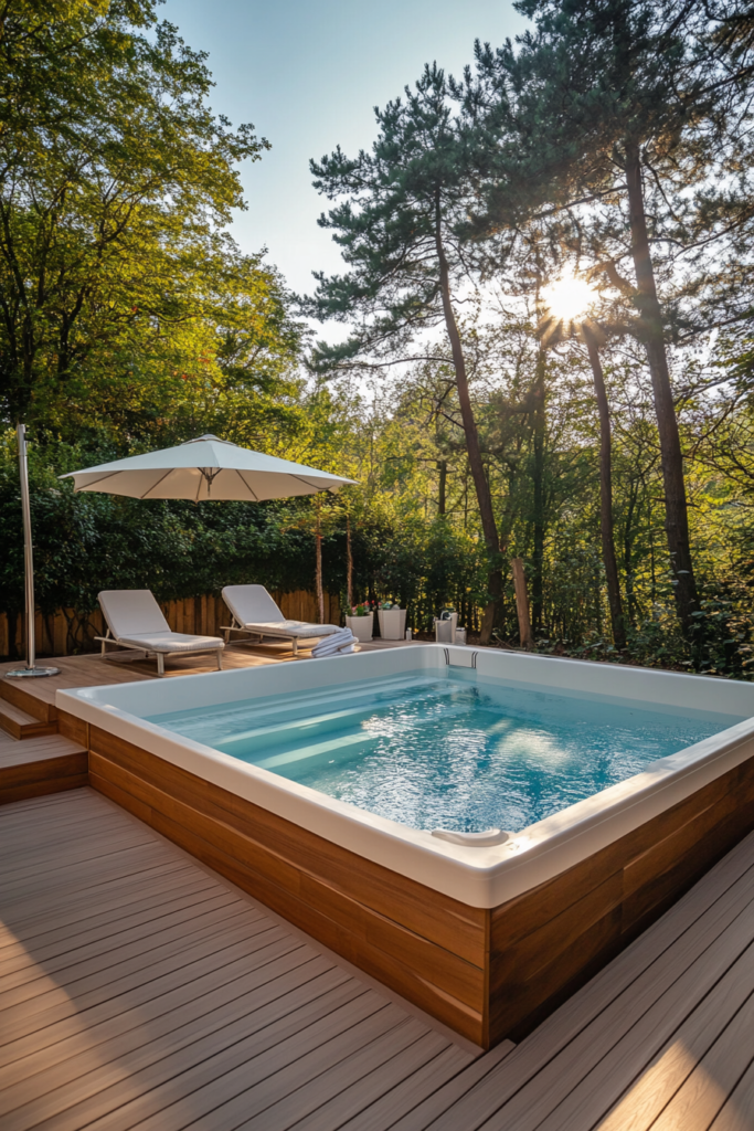 1. Minimalist Wood Deck Pool
