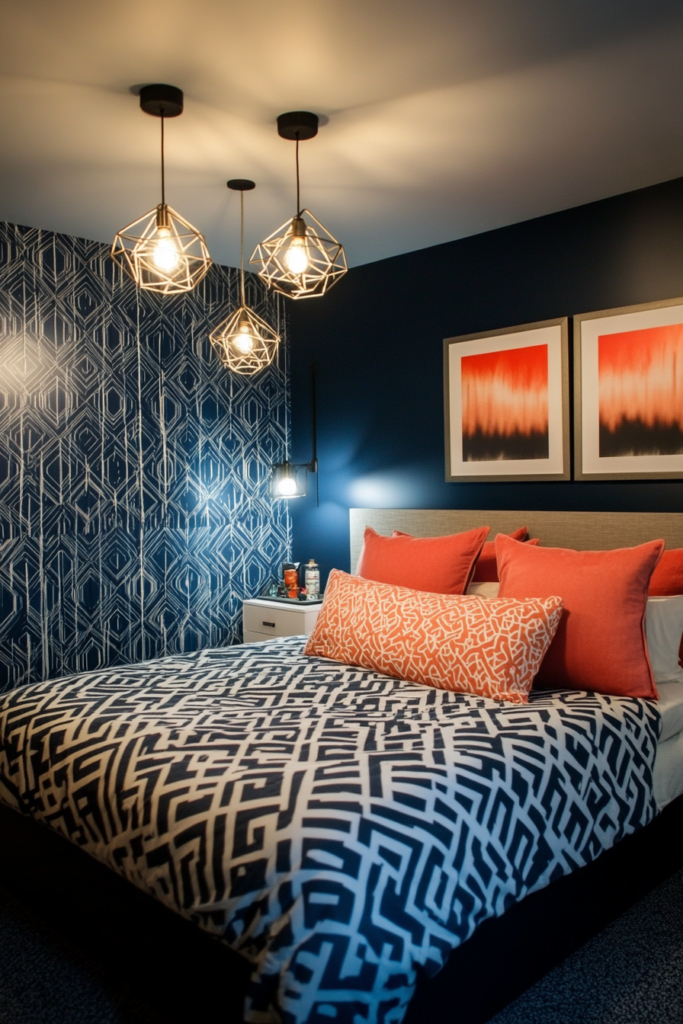 11. Blue and Silver Geometric Patterns