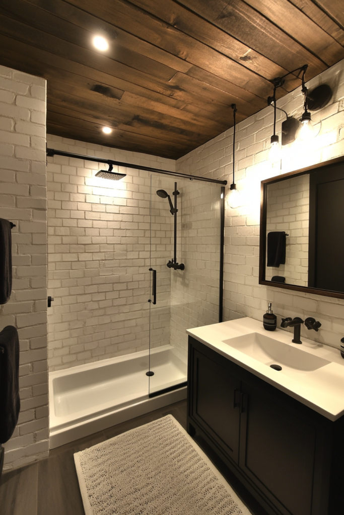 11. White Brick Walls with Black Fixtures