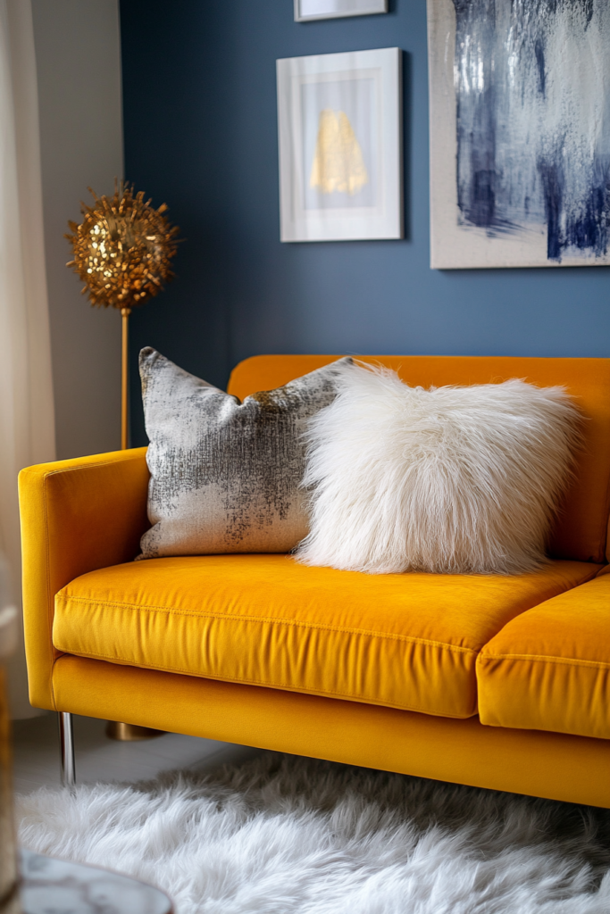 12. Bold-Colored Couch for a Statement Piece