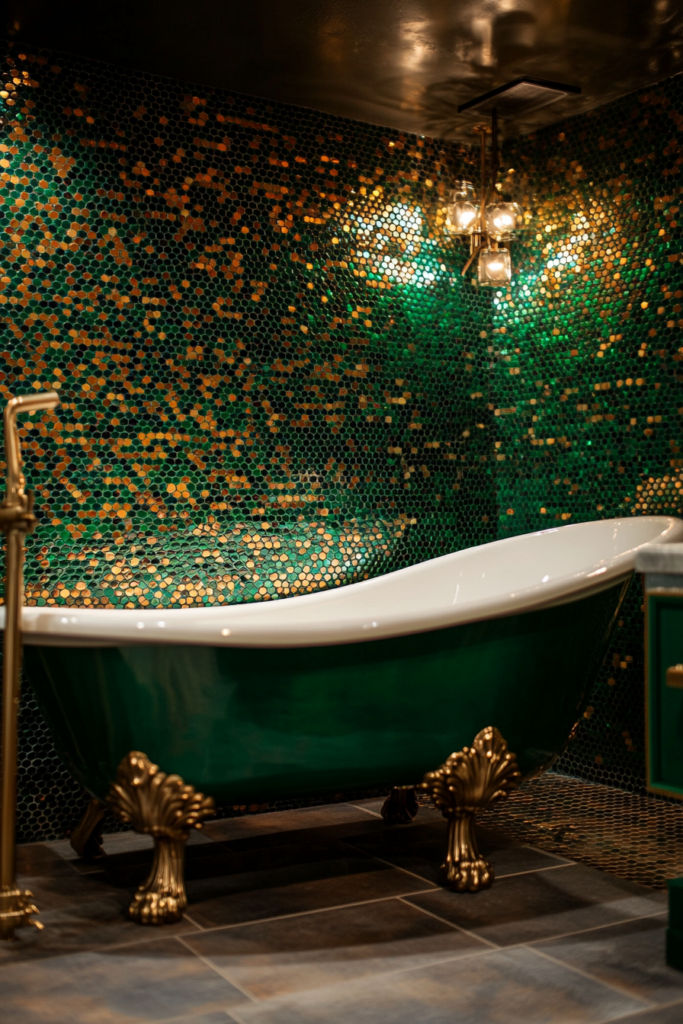 12. Install Green Mosaic Tiles for a Statement Look