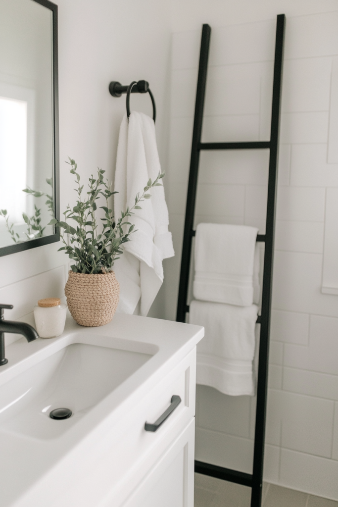 12. Use a Ladder Rack for Towels