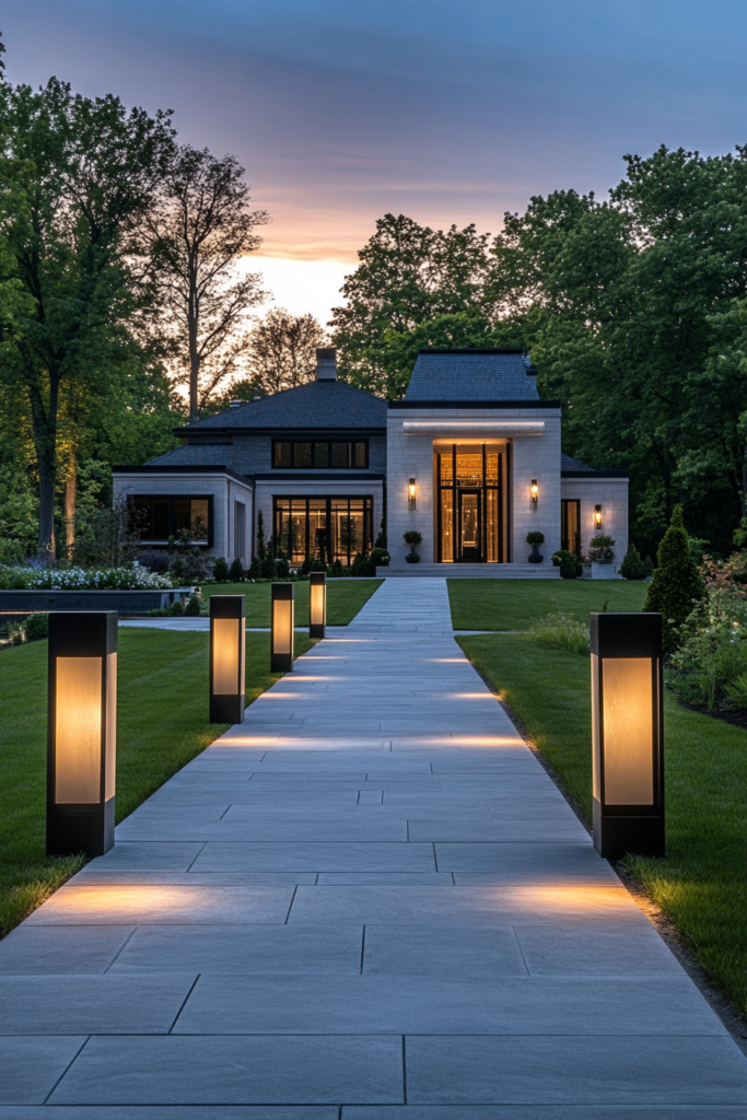 13. Dramatic Driveway Lighting