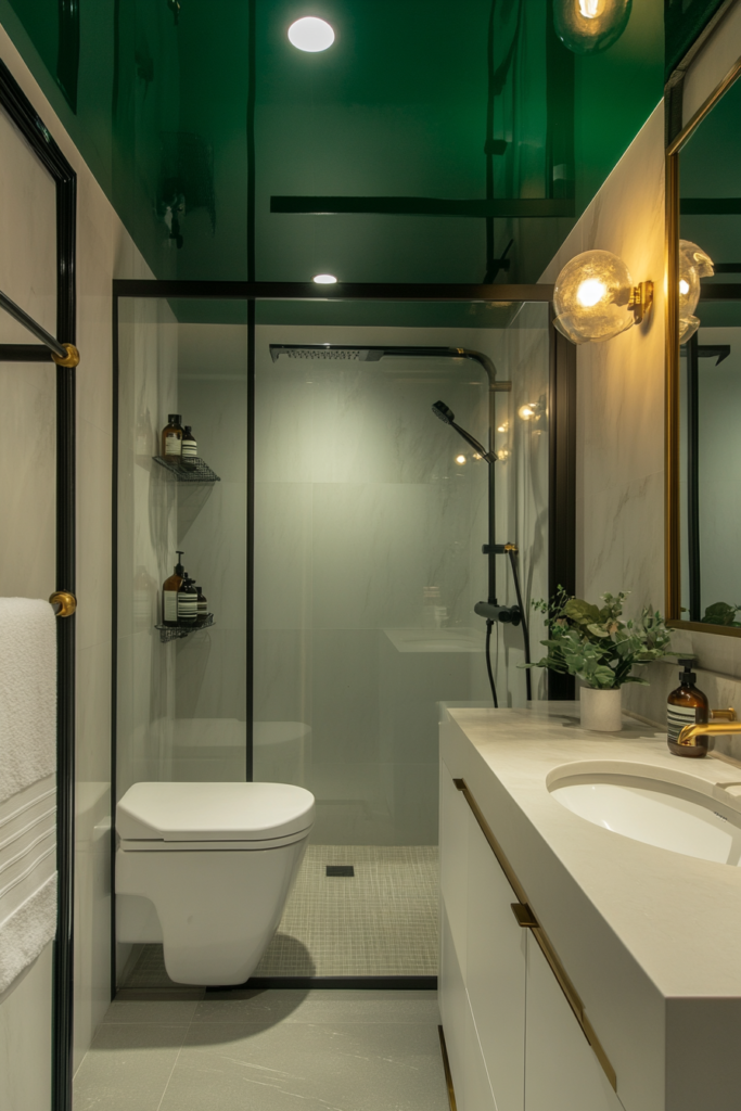 13. Paint the Ceiling Green for a Unique Look