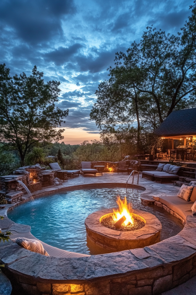 13. Pool with Built-In Fire Pit Nearby
