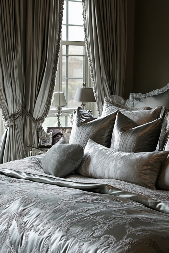 13. Silver Bedding and Drapes