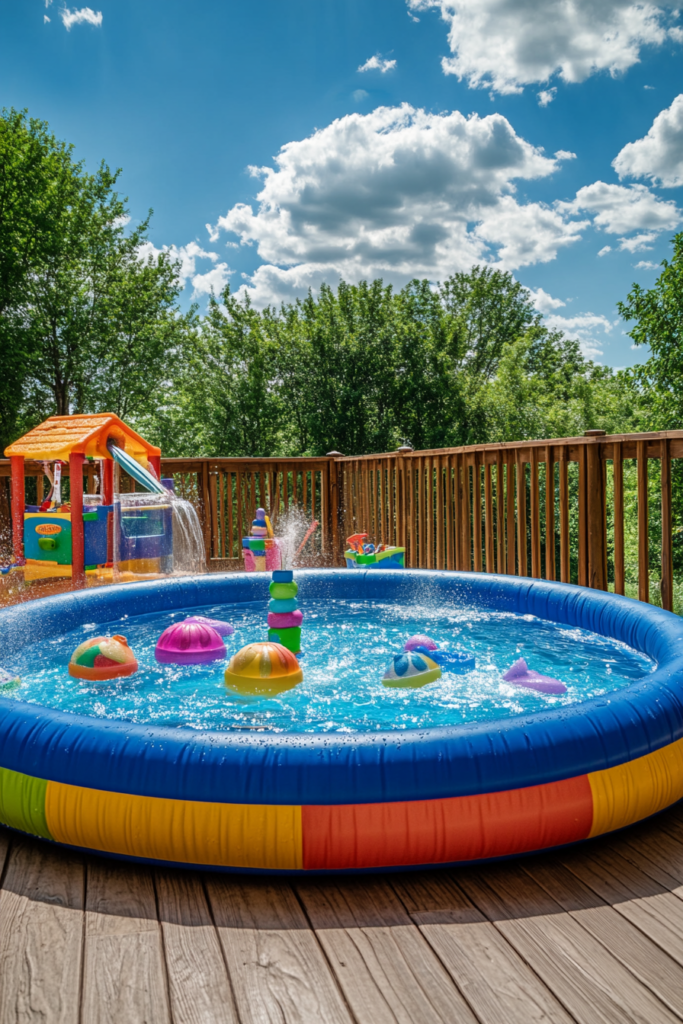 14. Kid-Friendly Pool with Safety Fence and Splash Zone