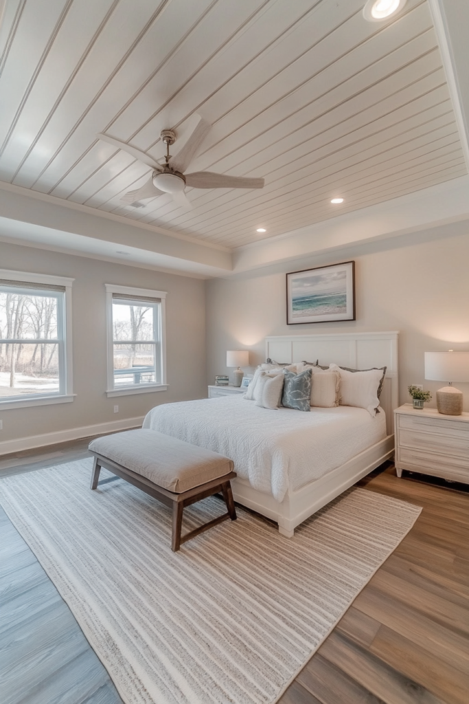 14. Shiplap Tray Ceiling for Coastal Vibes