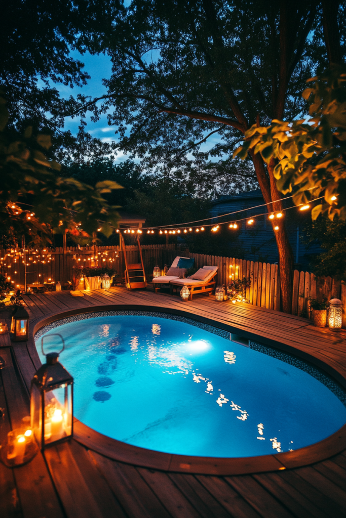 17. Nighttime Pool Lighting for a Magical Effect