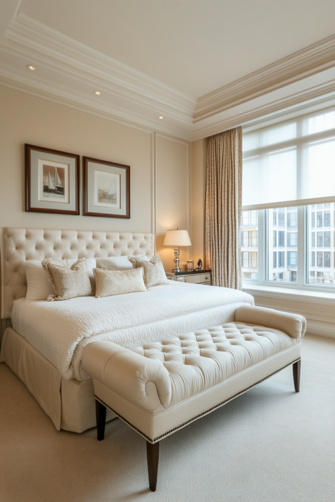 18. Cream Benches at the Foot of the Bed