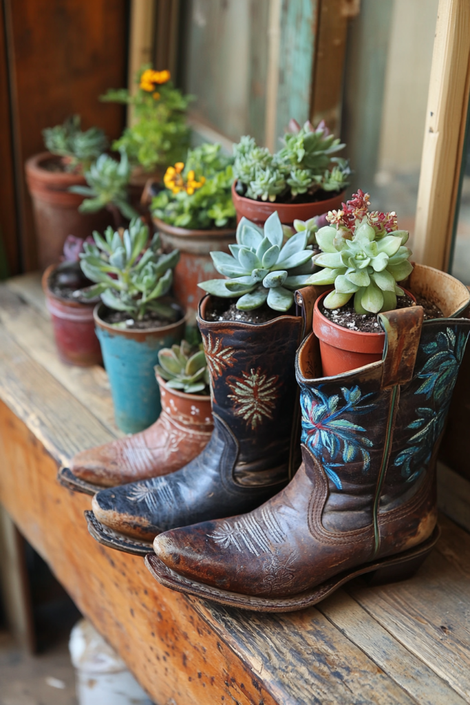 19. Cowboy Boot Flower Pots