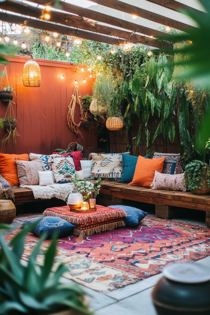 2. Bohemian Vibes with Colorful Pillows and Throws