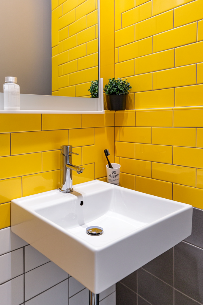 2. Bright Yellow Tiles That Pop