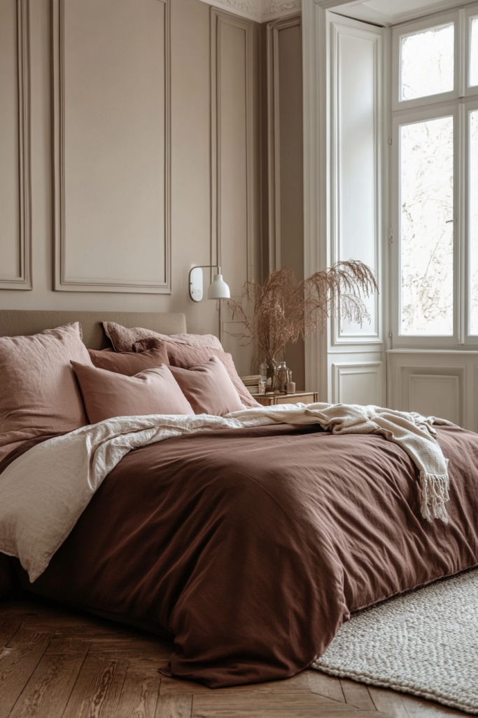 2. Brown and Pink Bedding Choices