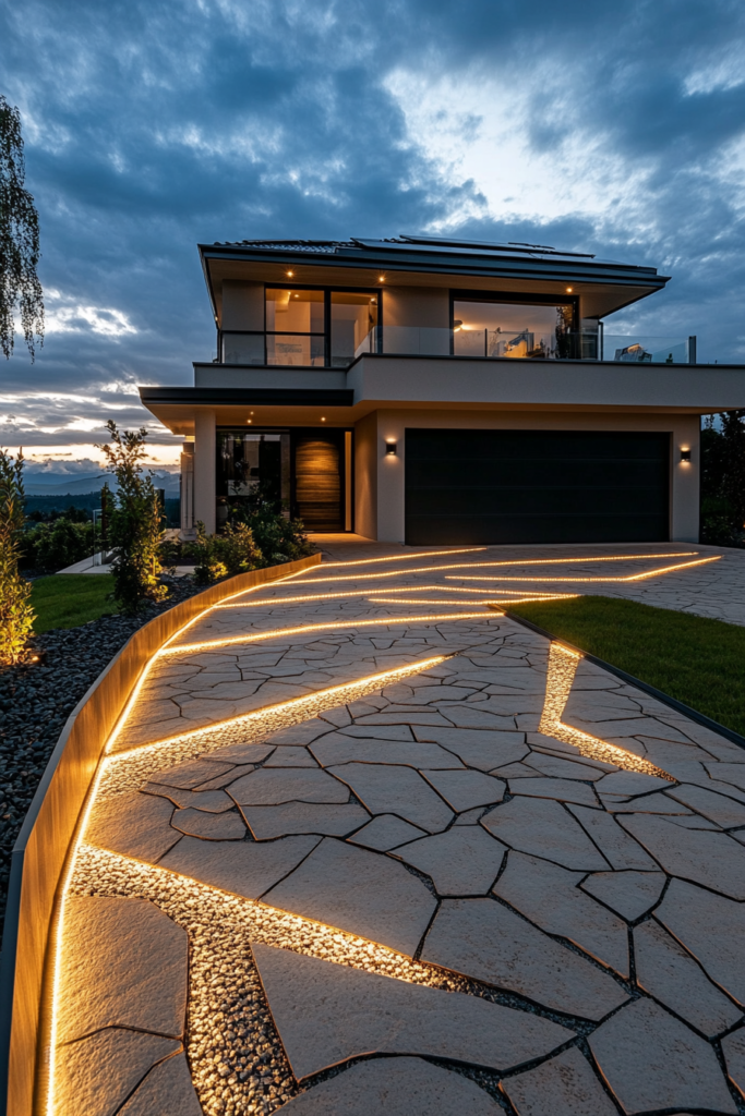 2. Embedded LED Lights in Pavements