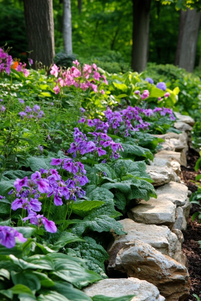 2. Natural Stone Borders for a Timeless Look